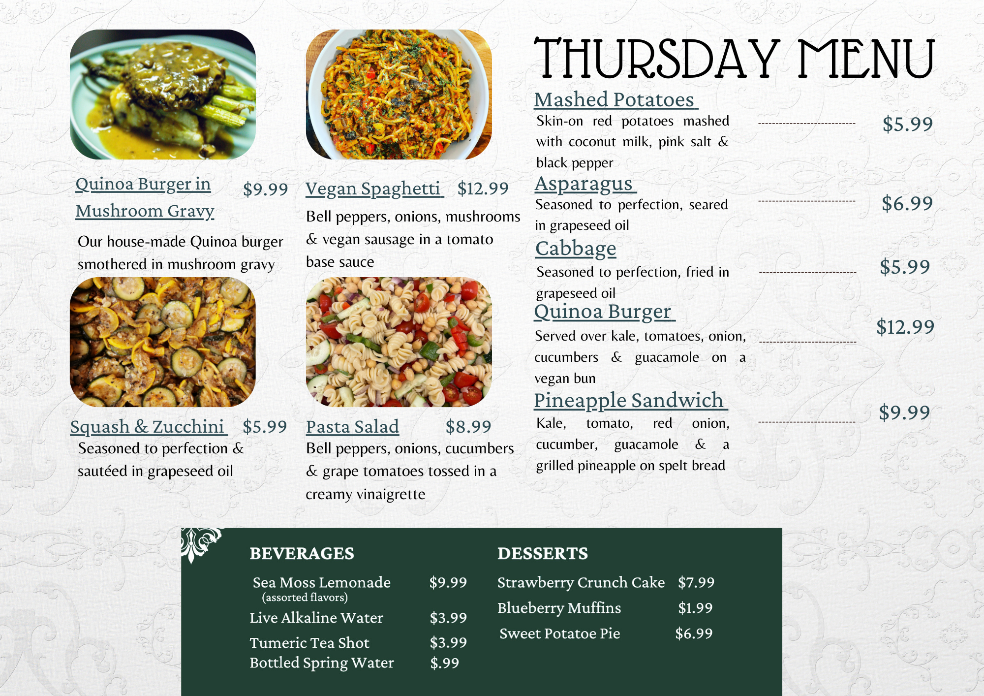 Tuesday Menu